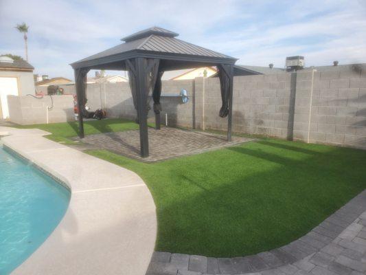 Paver,Turf and gazebo