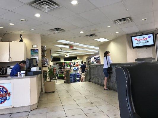 Waiting area for car wash