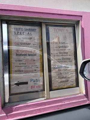 Menu on the window