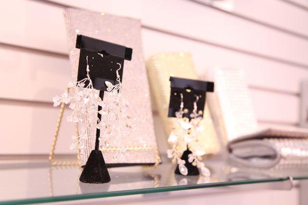 Formal earrings and clutches