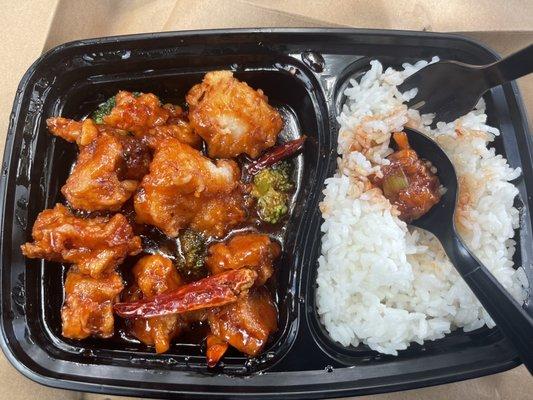 General Tso Take Out (Not pictures Miso Soup)