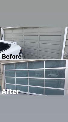 Replace old wood sectional door With aluminum glass door in Oakland CA