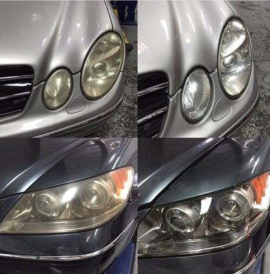 Headlight restoration w/ UV protection clear coat.