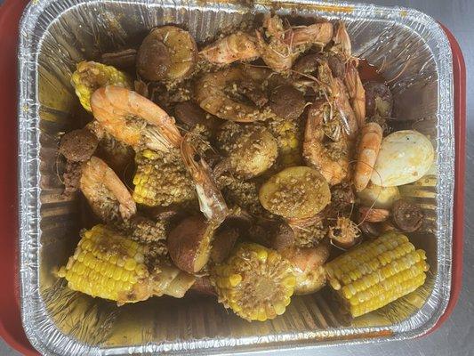 Classic shrimp boil half a platter