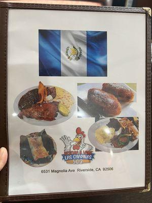 Front of menu