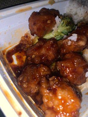 General Tso's Chicken. Extra spicy, extra extra crispy - fried hard, and less sauce. Trust me but you can opt out the spiciness.