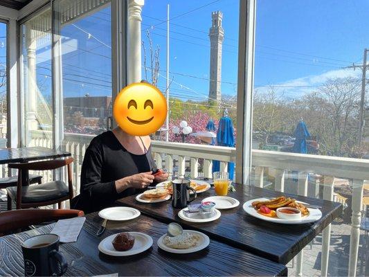 Cozy early-May breakfast. (View was amazing, food was okay.)