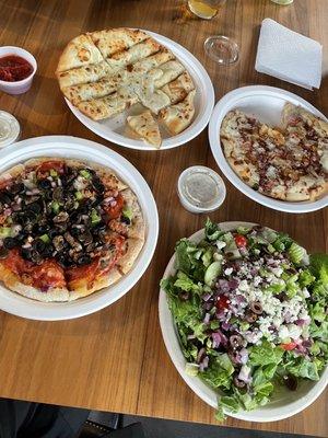 Cheese sticks, Kaluan, Greek salad, and Supreme