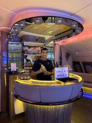 In flight Emirates A380 Lounge