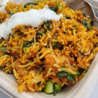 Chicken biryani with raita