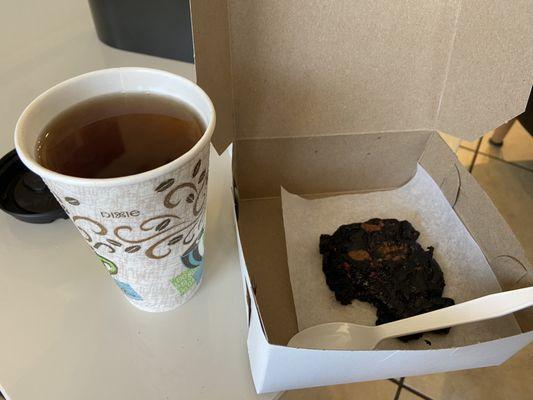 My tea and brookie. Prices are a little on the high side, but you get Sizable portions of both.