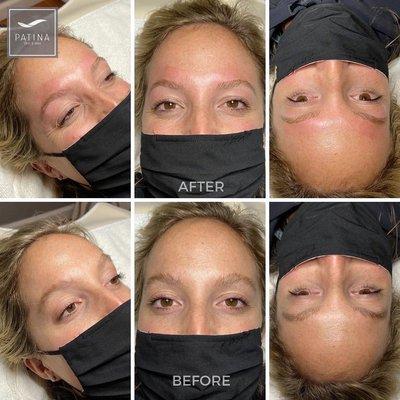 Brow Shaping. Brow Wax before (on bottom row) and the beautiful results (top row).