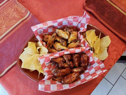 Hot wings someone took home and fixed up for watching a football game!!!