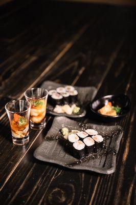 Oyster shooters and sushi!