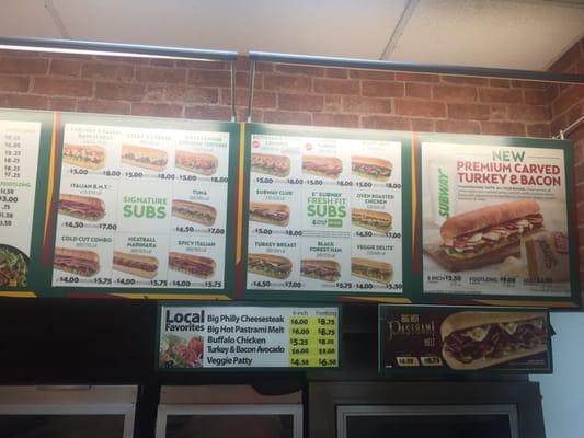 Subway menu