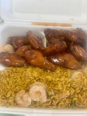 Teriyaki chicken and shrimp fried rice