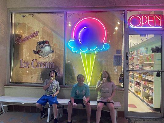 Triplets enjoying their ice cream at IRB Creamery!