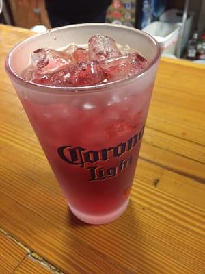 Washington apple- crown royal, apple pucker, cranberry juice and sprite. Tasty.