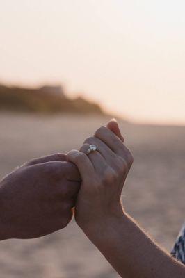 Engagement ring on hand