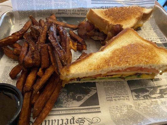 Ultimate grilled cheese with sweet potato fries