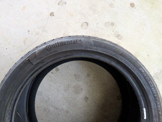 The sidewall of the tire.