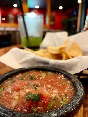 Homemade salsa and chips