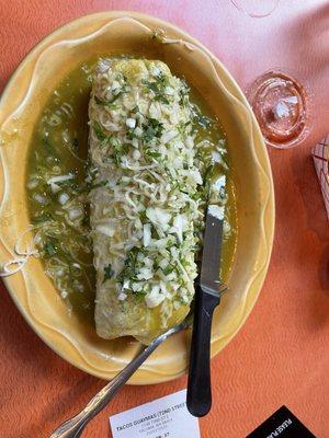 Wet Chile Verde Burrito