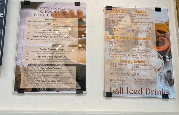 Seasonal autumn menu