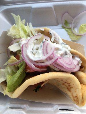 An original gyro from sal's original greek at the independence center