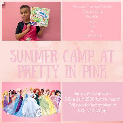 Summer camp at Pretty in Pink. Starting June 1st - June 30st. Call us for more information