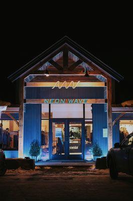 neon wave stow lit up for patagonia snowboarding film night