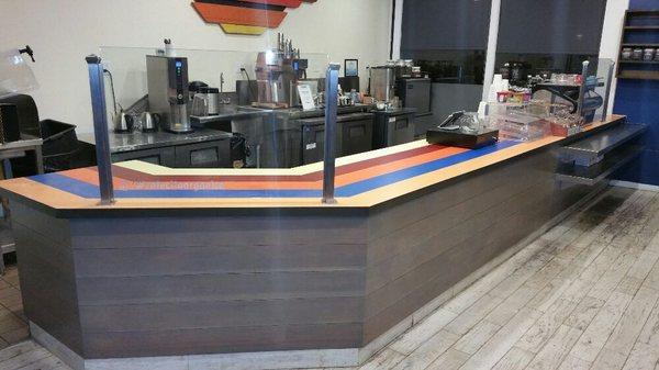 Wood counter top in Malibu ,Cafecito Organico.