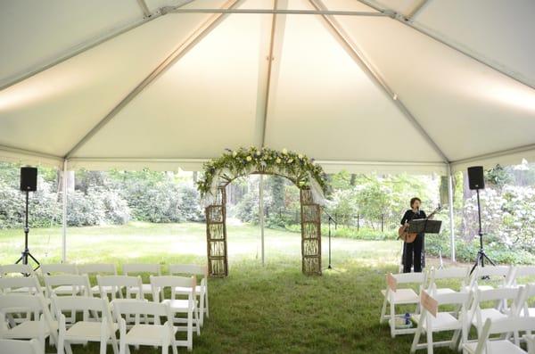 Audio and lighting for a small wedding.