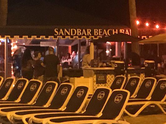 Seating for the Tampa Bay Lightning  party put on by Guy's Gulfside Grill & the Sandbar Beach Bar