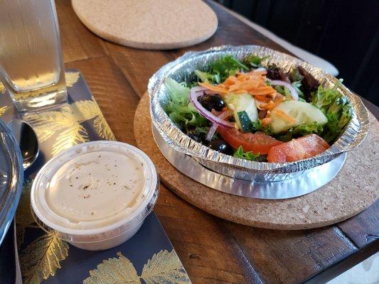 Salad with dressing, which came with the Veal Parm.