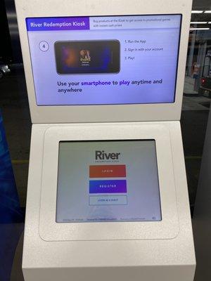 River Redemption kiosk. 20+ games available for online play