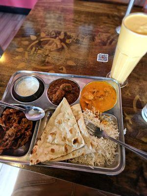 Non vegetarian combo plate W/ mango lassi