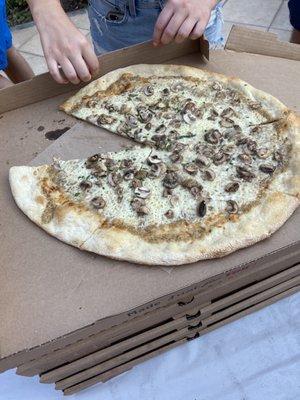 Mushroom truffle pizza - to die for. Soooo good