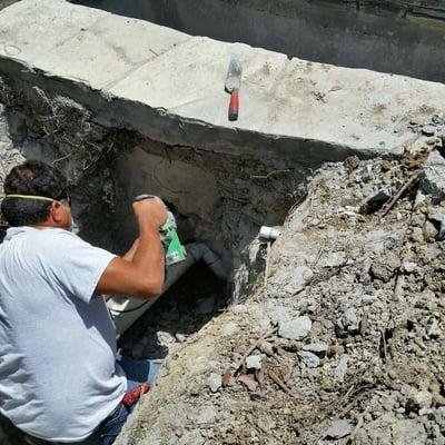 A pinpoint detection can save you hundreds of dollars of exploratory demolition. This 3 inch pipe was cracked beneath a large footing.