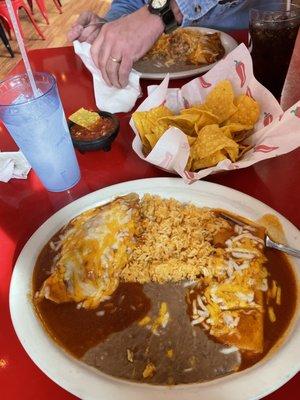 Cheese Enchiladas and Chili Rellano  lunch combo