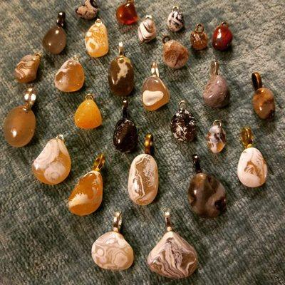 Port Orford agate pendants