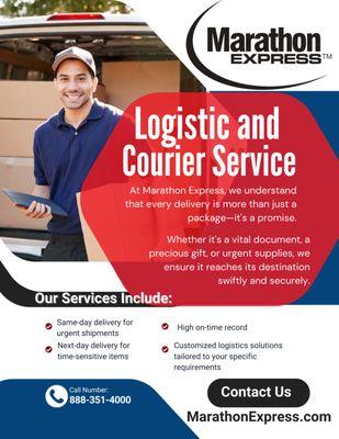 At Marathon Express, we turn every delivery into a promise kept. Fast, reliable, and professional courier services tailored to your needs. T