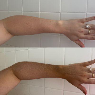 Spray tan before and after