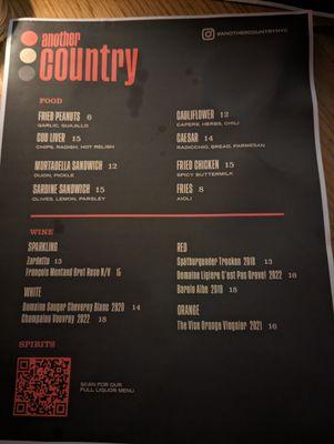 menu