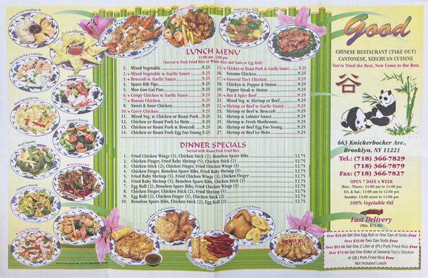 Front of Menu