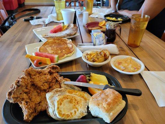 Fried pork chops (special), pancakes, grits (of course). This was taken last year.