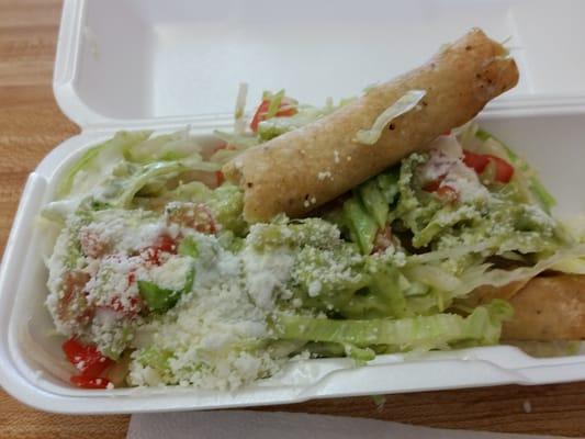 Chicken flautas - looks more like taquitos. Still good!