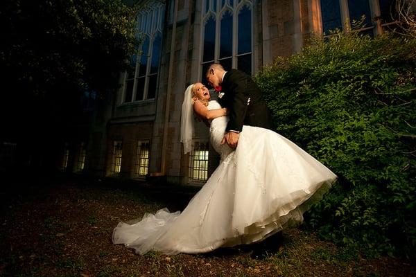 Bride & Groom pose for the wedding photo in San Antonio.