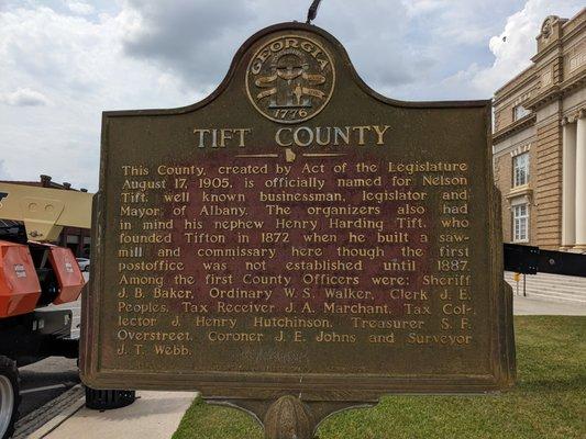 Tift County Historical Marker, Tifton