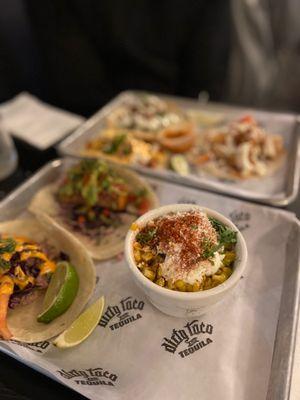 Mexican street corn, Korean bulgogi taco, Cali Salmon taco